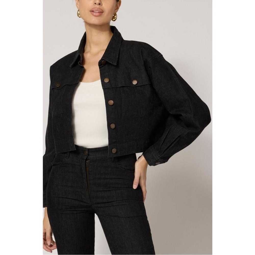 Cleobella Black and Gray Denim Jacket